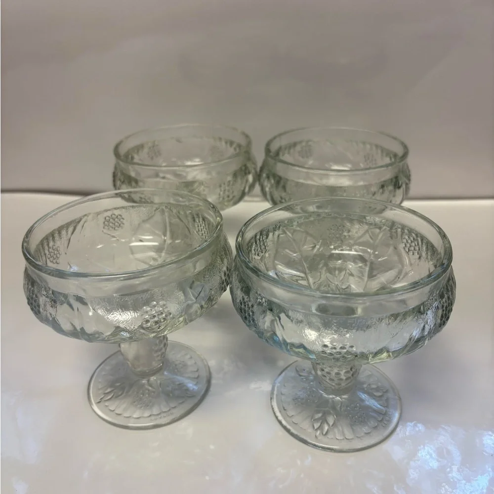 William Sonoma vintage molded glass compote sorbet bowls set of 4 France